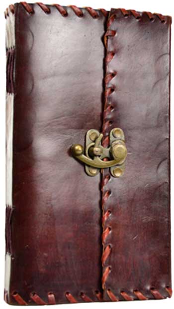 1842 Poetry leather blank book w/ latch - Click Image to Close
