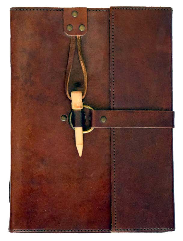 leather blank book w/ Peg Closure - Click Image to Close