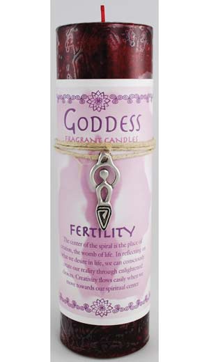 Fertility Pillar Candle with Goddess Necklace - Click Image to Close