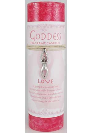 Love Pillar Candle with Goddess Necklace - Click Image to Close