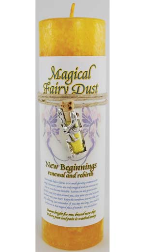 New Beginnings Pillar Candle with Fairy Dust Necklace - Click Image to Close