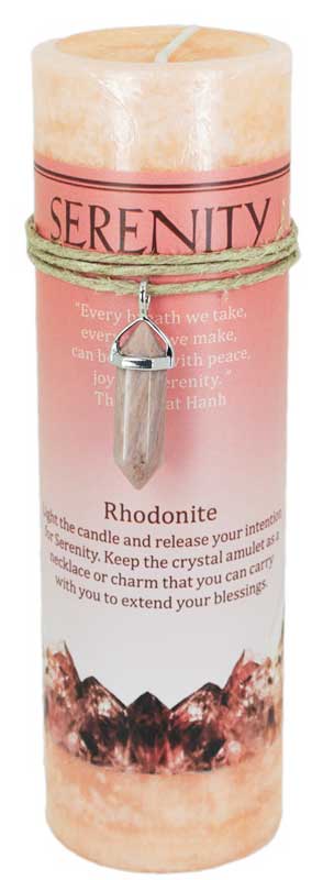 Serenity pillar candle with Blue Sandstone pendant - Click Image to Close