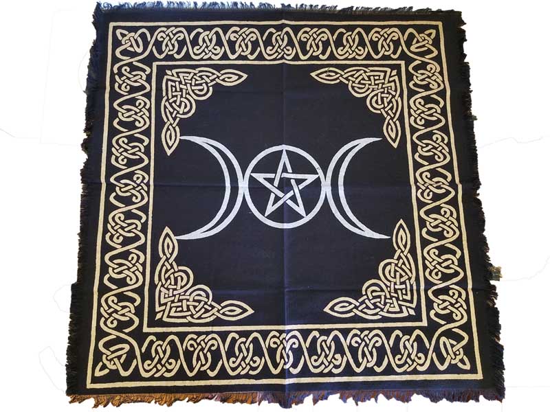 Triple Moon Pentagram Altar Cloth 24" x 24" - Click Image to Close