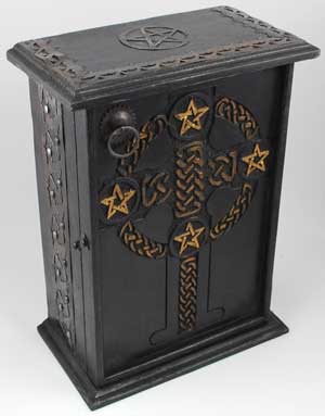 Pentagram and Celtic Cross Altar Cupboard - Click Image to Close