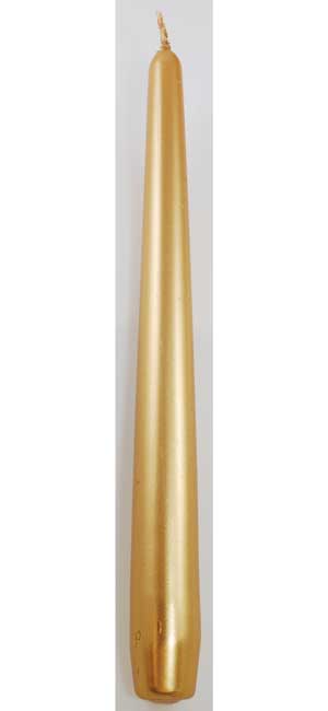 9" Gold Taper Candle - Click Image to Close