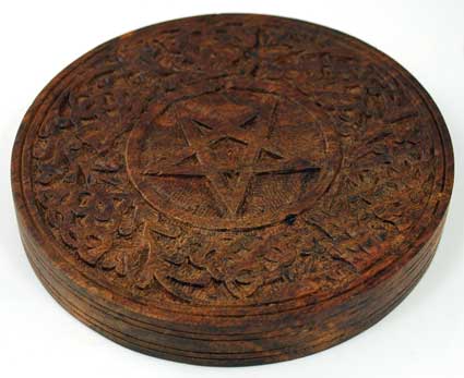 Wooden Pentagram Altar Tile 6" - Click Image to Close