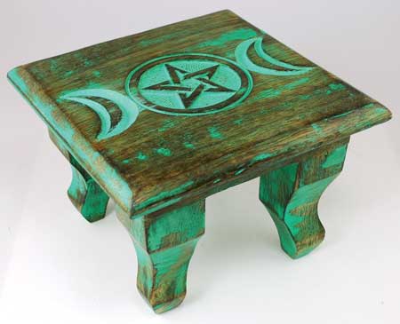 Antiqued Triple Moon Altar Table 6" - Click Image to Close