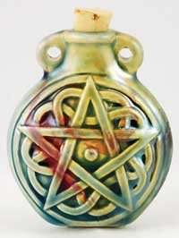 Pentagram Raku oil bottle - Click Image to Close