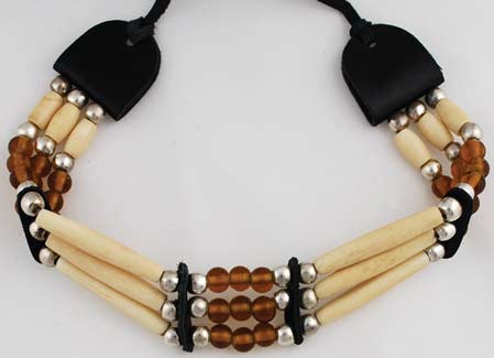 Brown Beaded Bone Choker