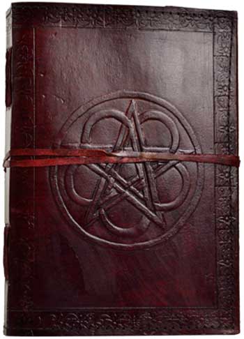 Large Pentagram Leather Blank Book - Click Image to Close